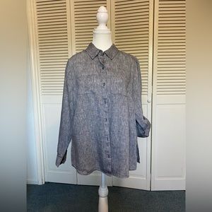 Charter Club Women's Linen Button Front Shirt - Grey